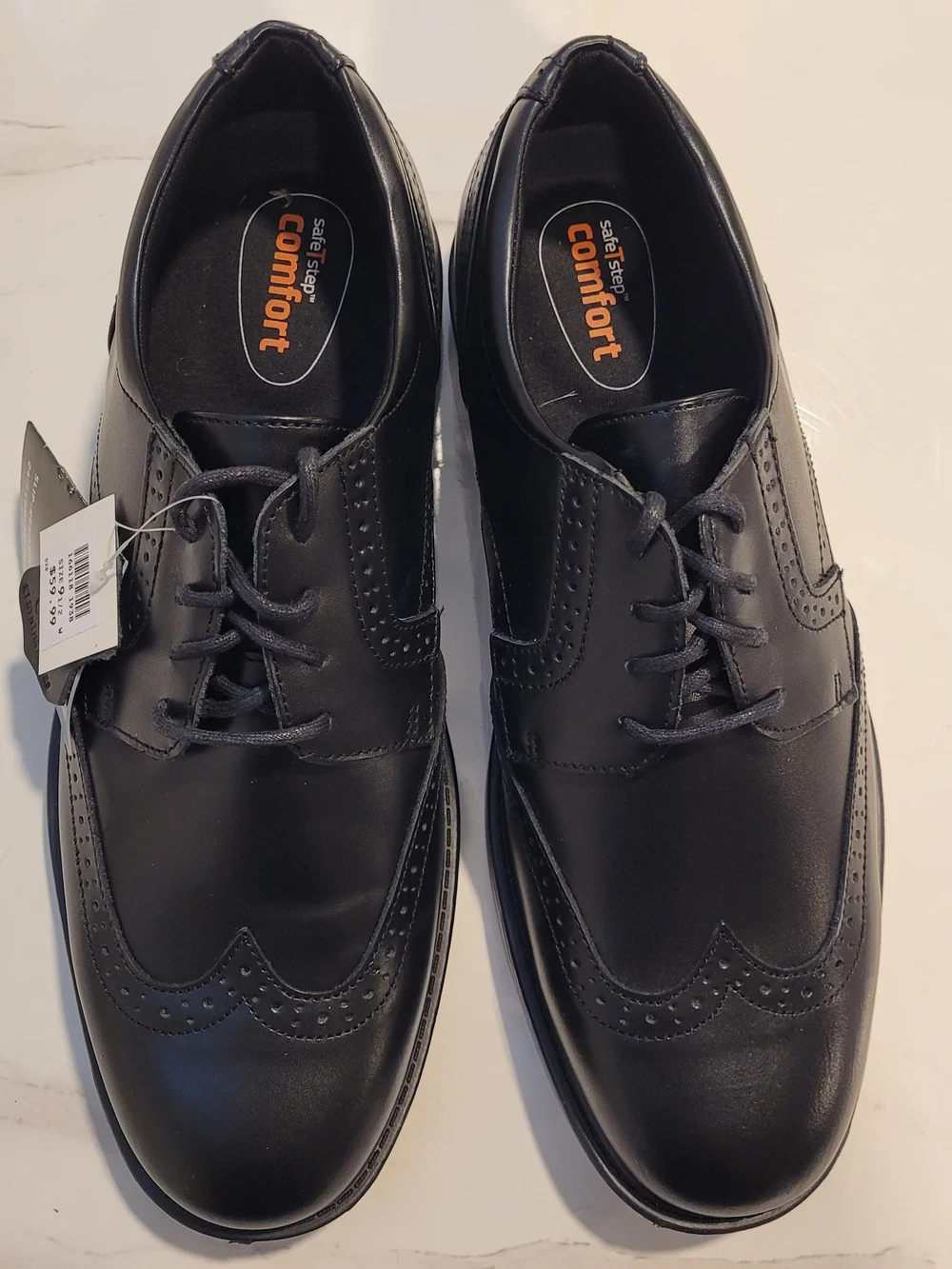 Men's Black Wingtip Slip Resistant Shoes